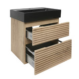 Viseča kopalniška omarica Naturel Savona s keramičnim umivalnikom v dekorju hrast halifax