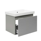 Viseča kopalniška omarica Naturel Savona s keramičnim umivalnikom v mat sivi barvi