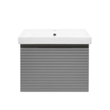 Viseča kopalniška omarica Naturel Savona s keramičnim umivalnikom v mat sivi barvi