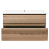 Viseča kopalniška omarica Naturel Savona s keramičkim umivaonikom u dekoru hrasta halifax