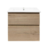 Viseča kopalniška omarica s keramičkim umivaonikom Naturel Savona u dekoru hrasta halifax mat