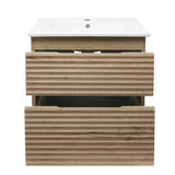 Viseča kopalniška omarica s keramičkim umivaonikom Naturel Savona u dekoru hrasta halifax mat