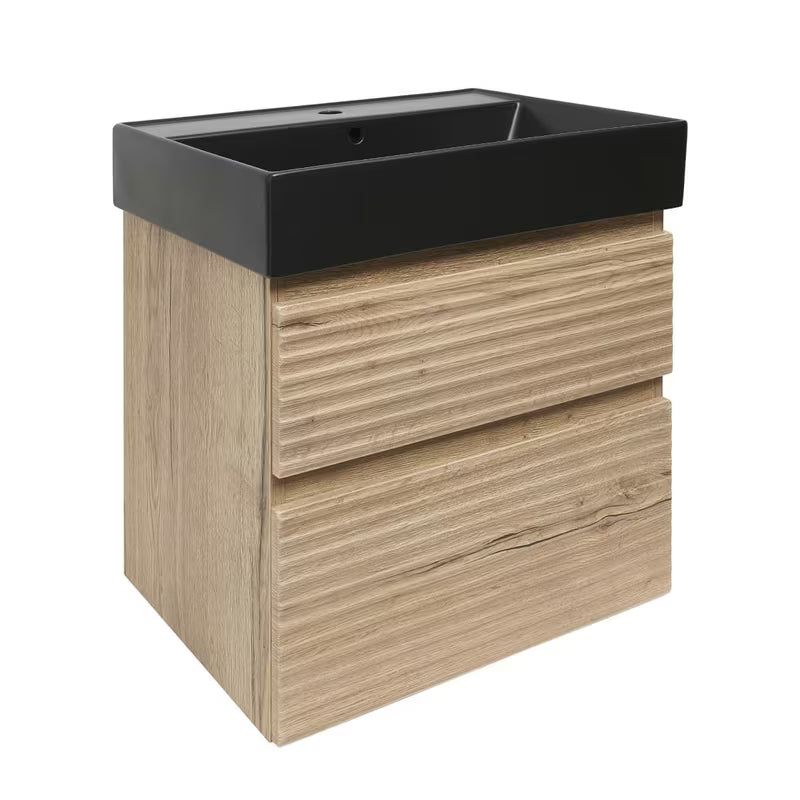 Viseča kopalniška omarica Naturel Savona s keramičkim umivaonikom u dekoru hrasta halifax