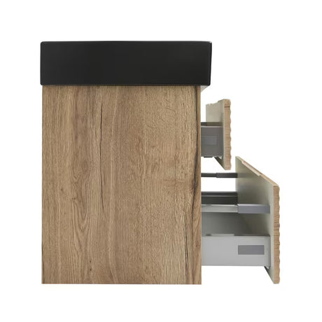 Viseča kopalniška omarica Naturel Savona s keramičkim umivaonikom u dekoru hrasta halifax