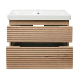 Viseča kopalniška omarica Naturel Savona s keramičkim umivaonikom u dekoru hrasta halifax mat