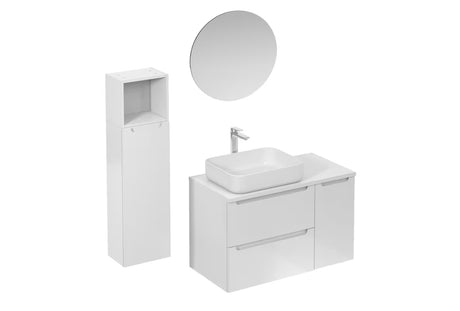 Koupalniški sestav Naturel Stilla u sjajno bijeloj boji z umivalnikom na pult i ogledalom z LED osvetlitvijo.