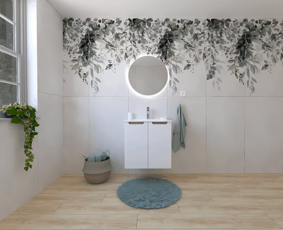 Koupalniški sestav Naturel Stilla u sjajno bijeloj boji s ormarićem i keramičkim umivaonikom