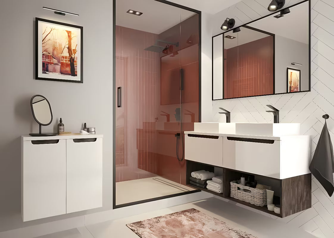 Bijeli viseča kopalniška omarica Naturel Stilla 80x30x45 cm s jednom ladicom