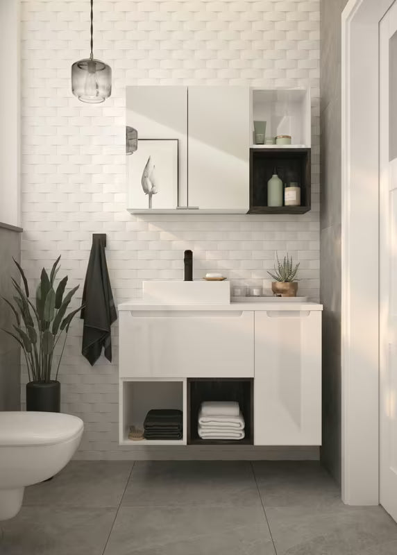 Bijeli viseči policni škatla Naturel Stilla 30x30x44 cm za kupaonicu