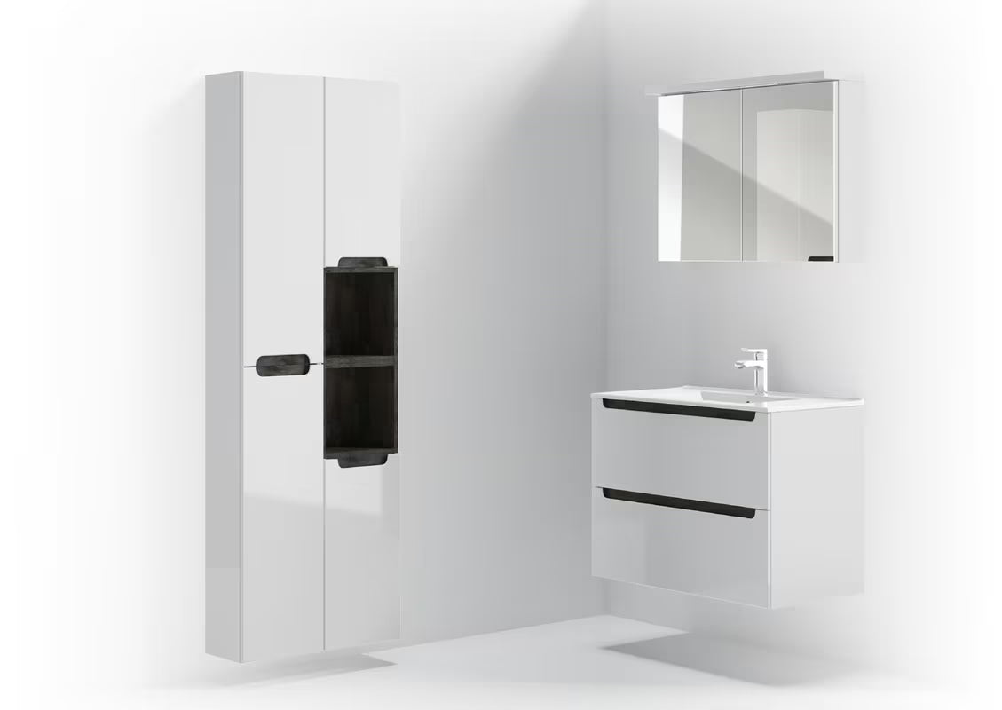 Bijeli viseča kopalniška omarica Naturel Stilla 80x30x45 cm s jednom ladicom