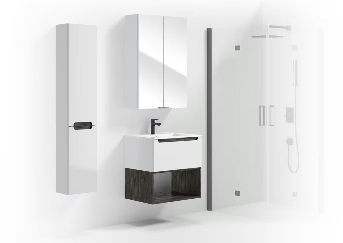 Bijeli viseča kopalniška omarica Naturel Stilla 80x30x45 cm s jednom ladicom