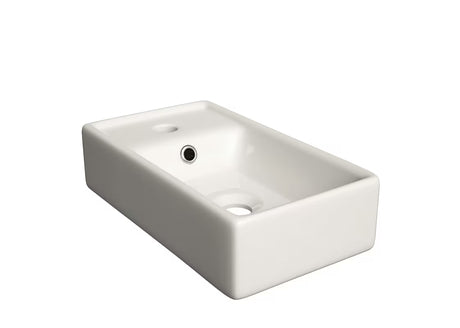 Bijeli keramički pohištveni umivalnik Naturel Stilla 40x22 cm s otvorom za pro slavinu i otvorenim preljevom.
