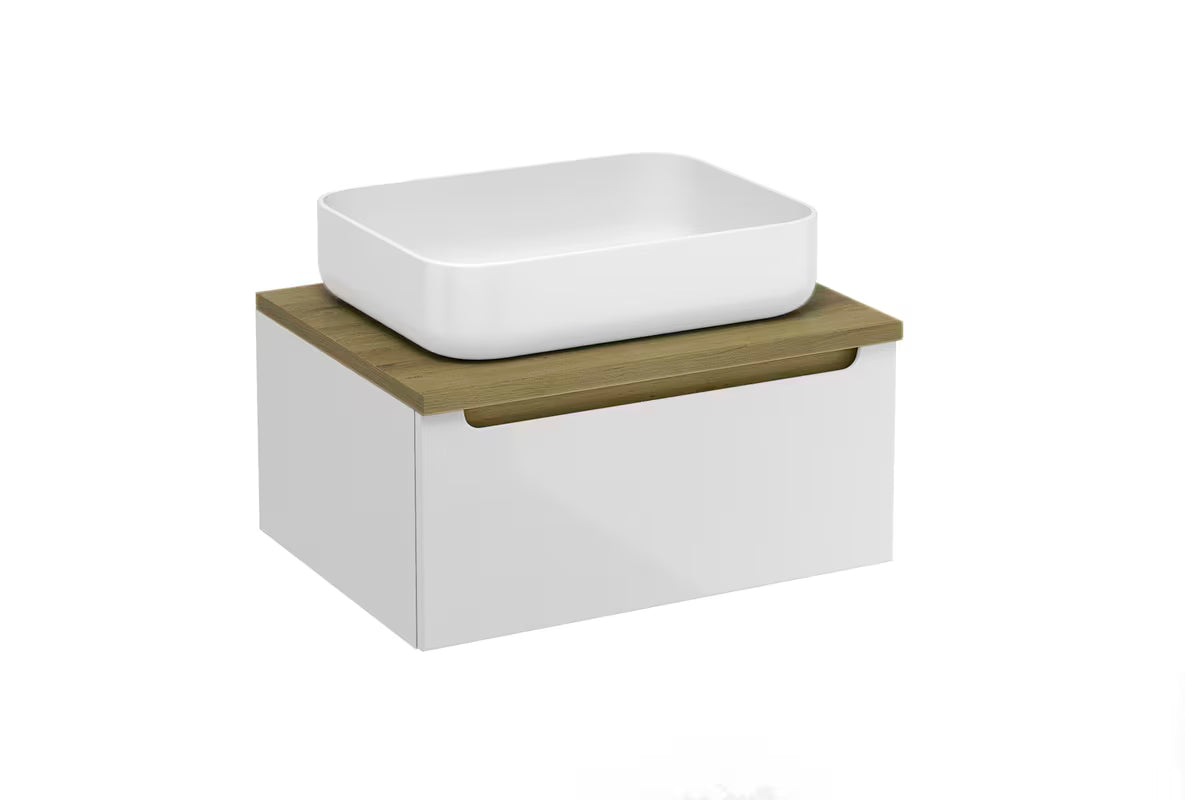 Bijeli viseča omarica pod umivalnikom Naturel Stilla s jednom ladicom i pokrovnom pločom