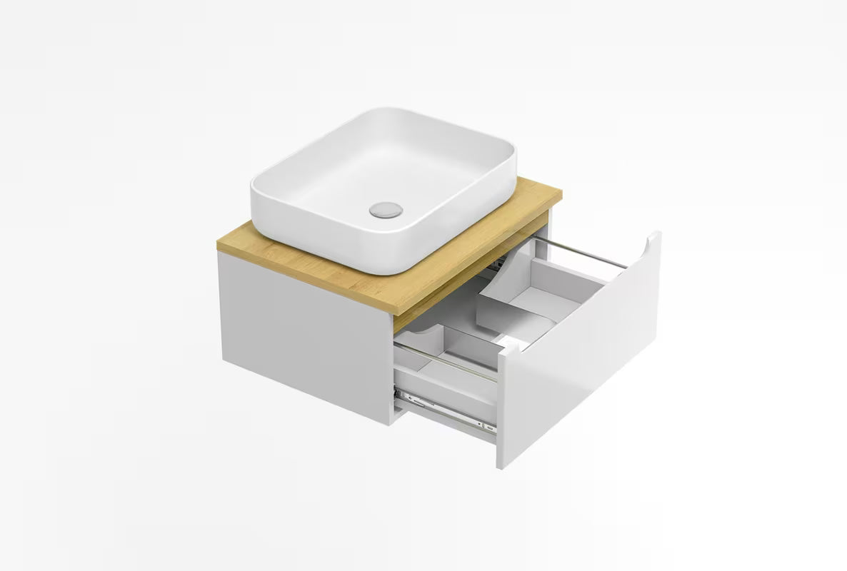 Bijeli viseča omarica pod umivalnikom Naturel Stilla s jednom ladicom i pokrovnom pločom