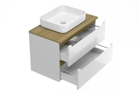 Viseča kopalniška omarica pod umivalnik Naturel Stilla 80x60x45 cm u bijeloj boji s dvije ladice