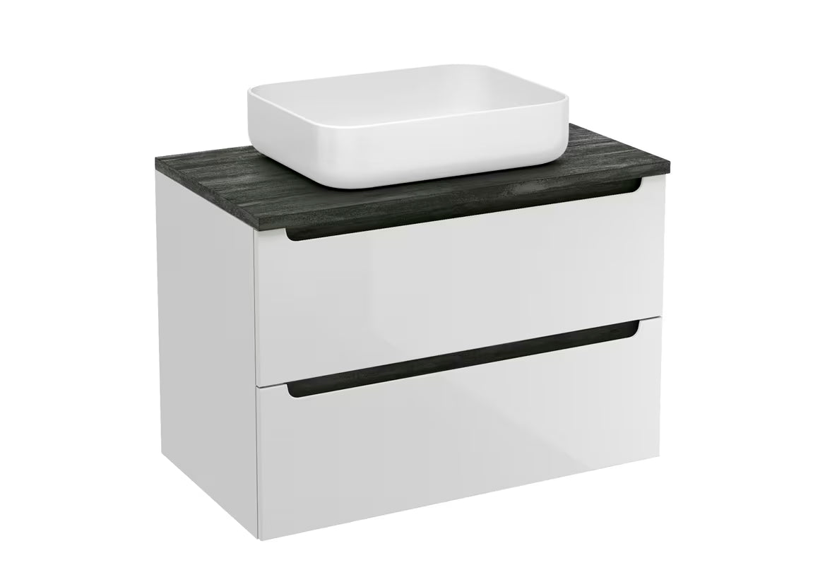 Viseča omarica pod umivalnikom Naturel Stilla 80x60x45 cm u bijeloj boji s dvije ladice