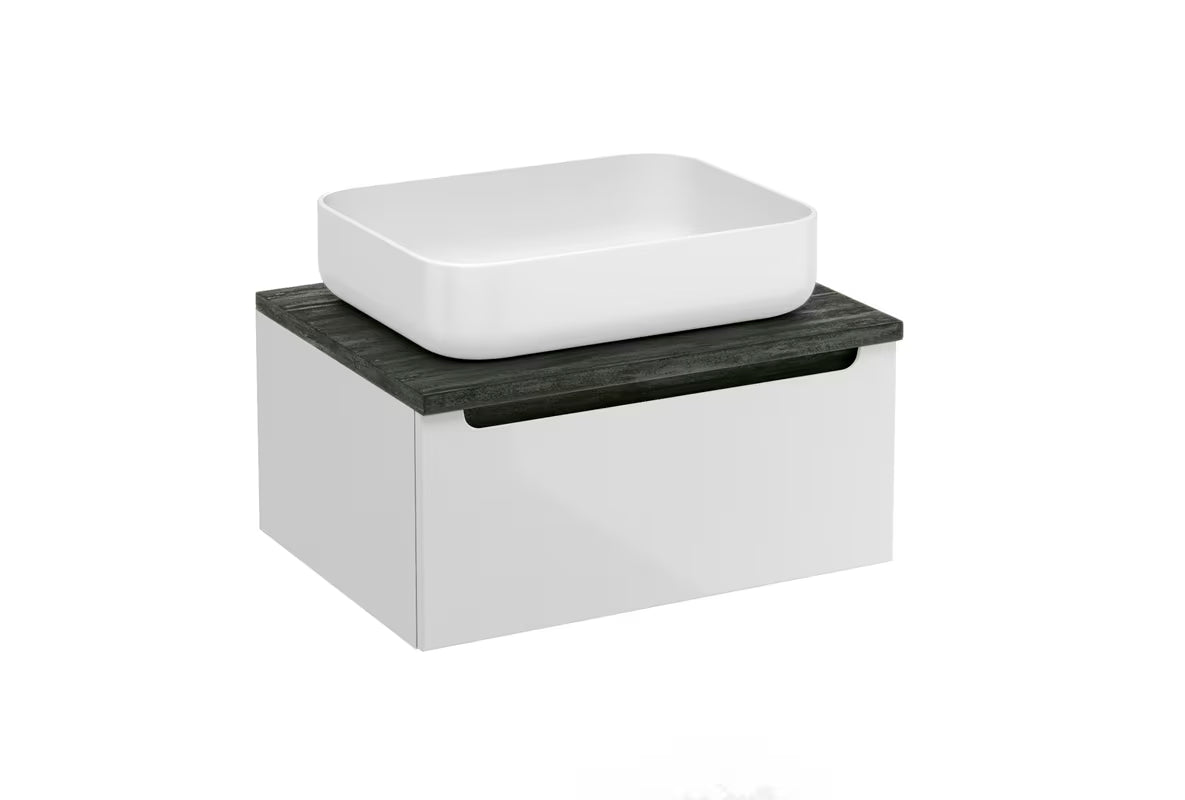 Viseča kopalniška omarica pod umivalnik Naturel Stilla 60x30x45 cm v beli barvi z enim predalom