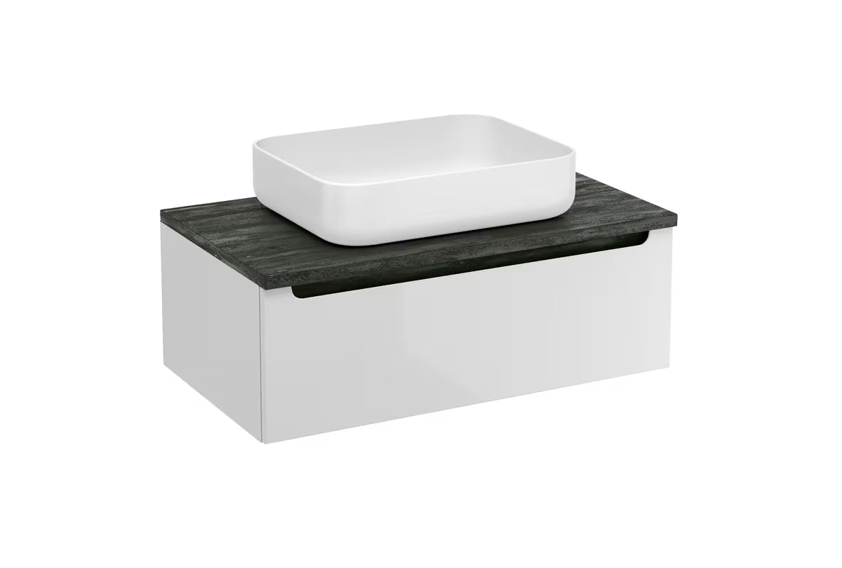 Viseča omarica pod umivalnikom Naturel Stilla 80x30x45 cm v beli barvi s pokrivno ploščo