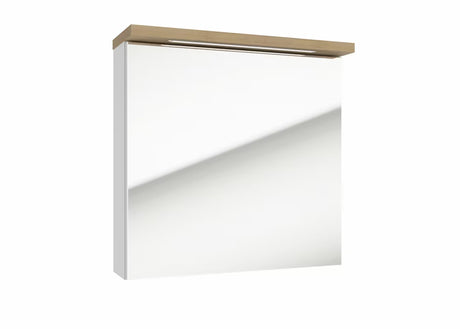 Bela omarica z ogledalom Naturel Stilla 60x60 cm z zgornjo LED-osvetlitvijo in vrati