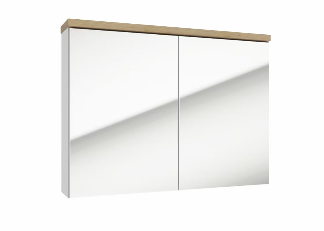 Bela omarica z ogledalom Naturel Stilla 80x60 cm z dvema vratcema
