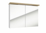 Bela omarica z ogledalom Naturel Stilla 80x60 cm z LED osvetlitvijo in vrati