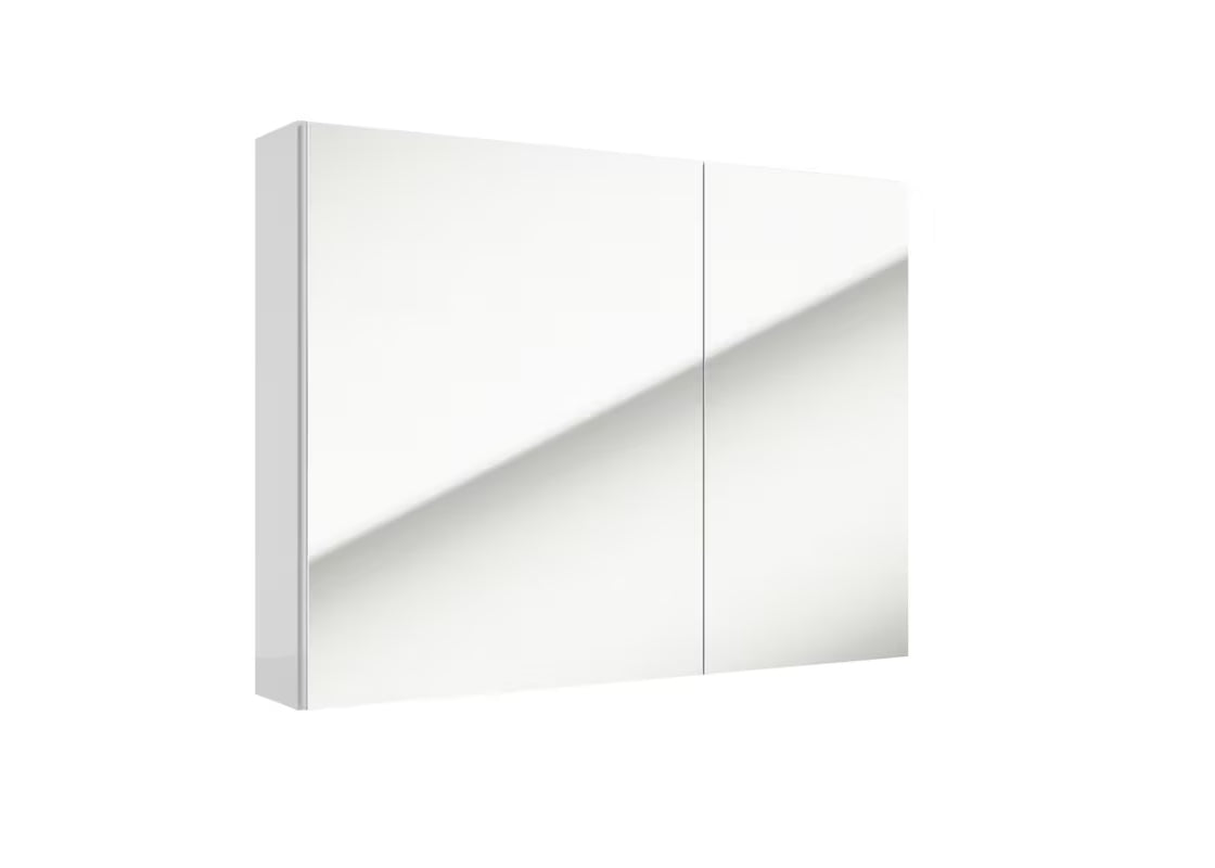 Bela viseča omarica z ogledalom Naturel Stilla 80x60 cm z notranjimi policami