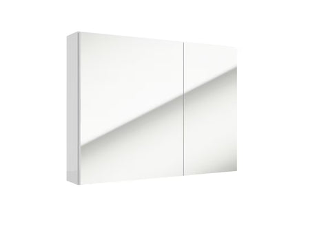 Bela viseča omarica z ogledalom Naturel Stilla 80x60 cm z notranjimi policami