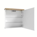 Bijeli omarica z ogledalom Naturel Stilla 60x60 cm s gornjom LED rasvjetom i vratima