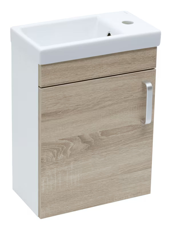 Viseča kopalniška omarica s keramičkim umivaonikom Naturel Vario Dekor u dekoru hrast bardolino.