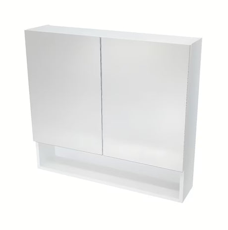 Omarica z Ogledalom Naturel Vario Dekor 75x68,6 cm v mat beli barvi s steklenimi policami