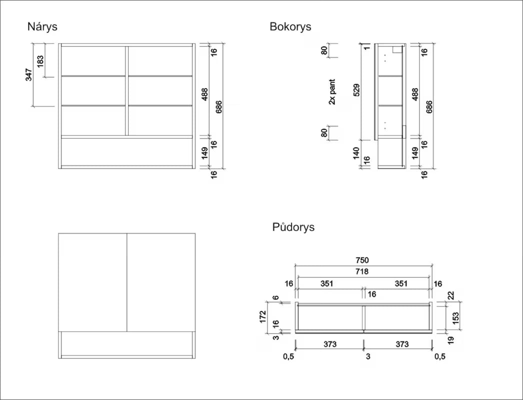 Omarica z Ogledalom Naturel Vario Dekor 75x68,6 cm u mat bijeloj boji sa staklenim policama