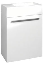 Bijeli omarica z umivalnikom Naturel Verona s lakiranom frontom i mogućnošću okretanja vrata i umivalniki.