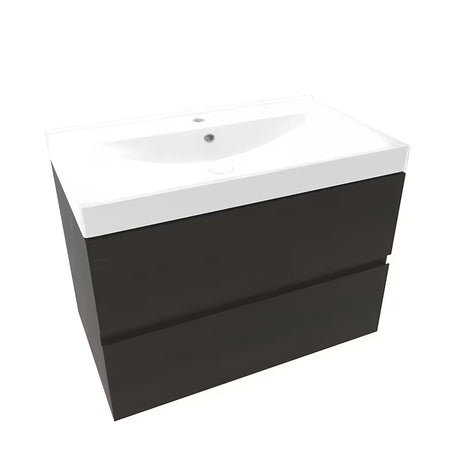 Viseča kopalniška omarica Naturel Verona s keramičkim umivaonikom u dekoru tamnog drva