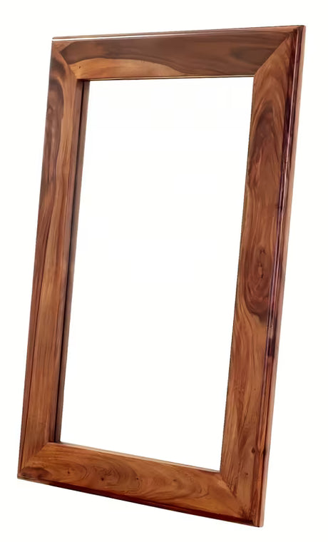 Stensko ogledalo Naturel Wood 60x90 cm iz masivnega palisandra v toplih rjavih tonih
