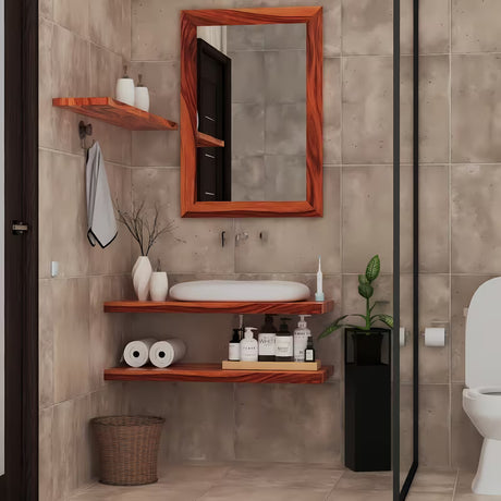 Zidno ogledalo Naturel Wood 60x90 cm od masivnog palisandra u toplim smeđim tonovima