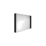 Črno kopalniško LED ogledalo Naturel 80x60 cm z indirektno osvetlitvijo v mat aluminijastem okvirju