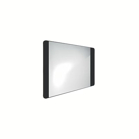 Črno kopalniško LED ogledalo Naturel 80x60 cm z indirektno osvetlitvijo v mat aluminijastem okvirju