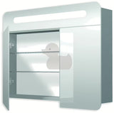 Omarica z Ogledalom Naturel 120x65 cm u sivo-srebrnoj boji z LED osvetlitvijo i s trojim zrcalnim vratima.