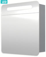 Sivo-srebrna omarica z ogledalom Naturel 60x65 cm z LED osvetlitvijo i s jednim vratima lijevo.