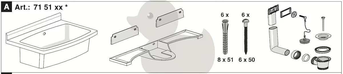 Bijeli izlivno korito Nicoll Abu Maxi 70x50 cm s odlagališnom plohom i mogućnošću ugradnje stojeće slavine.