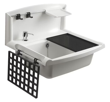 Bijela viseča izlivno korito Nicoll Multiset 55x45 cm od polipropilena s mat površinom pro za jednostavno čišćenje.