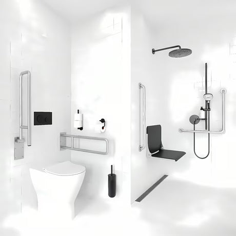 Nerjavni varnostni ročaj Nimco pro za invalide WC školjka in kopalnice, primeren za kad in tuši.