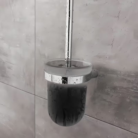WC ščetka Nimco Bormo v kromu s posodo iz matiranega stekla in črno krtačo