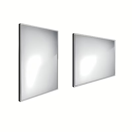Nimco osvijetljeno LED ogledalo 60x80 cm u crnoj izvedbi z osvetlitvijo po obodu