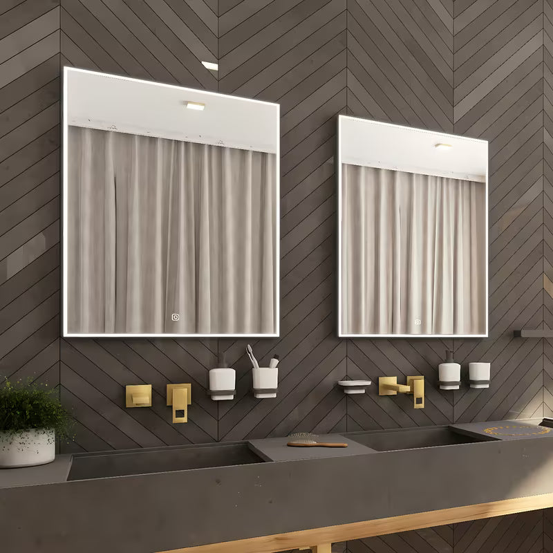 Nimco osvijetljeno LED ogledalo 60x80 cm u crnoj izvedbi z osvetlitvijo po obodu