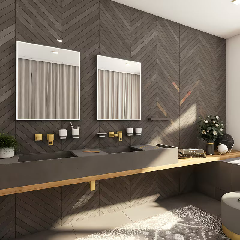 Nimco osvijetljeno LED ogledalo 60x80 cm u crnoj izvedbi z osvetlitvijo po obodu