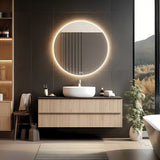 Okruglo LED kupaonsko ogledalo Nimco s osvjetljenjem po obodu, promjer 80 cm.