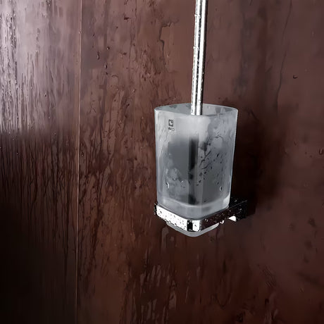 WC ščetka Nimco v krom izvedbi s posodo iz matiranega stekla