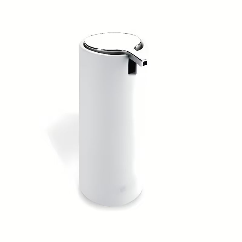 Bel prostostoječi dozirnik za tekoče milo Nimco Omi iz polyresina s prostornino 175 ml.