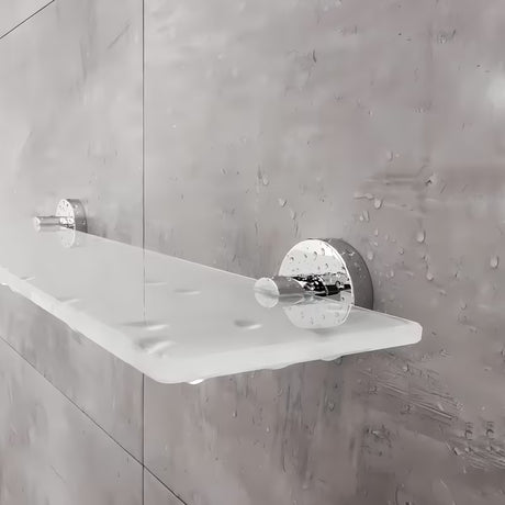 Kromirani polica Nimco Unix s ekstra prozirnim mat staklom za modernu kupaonicu.